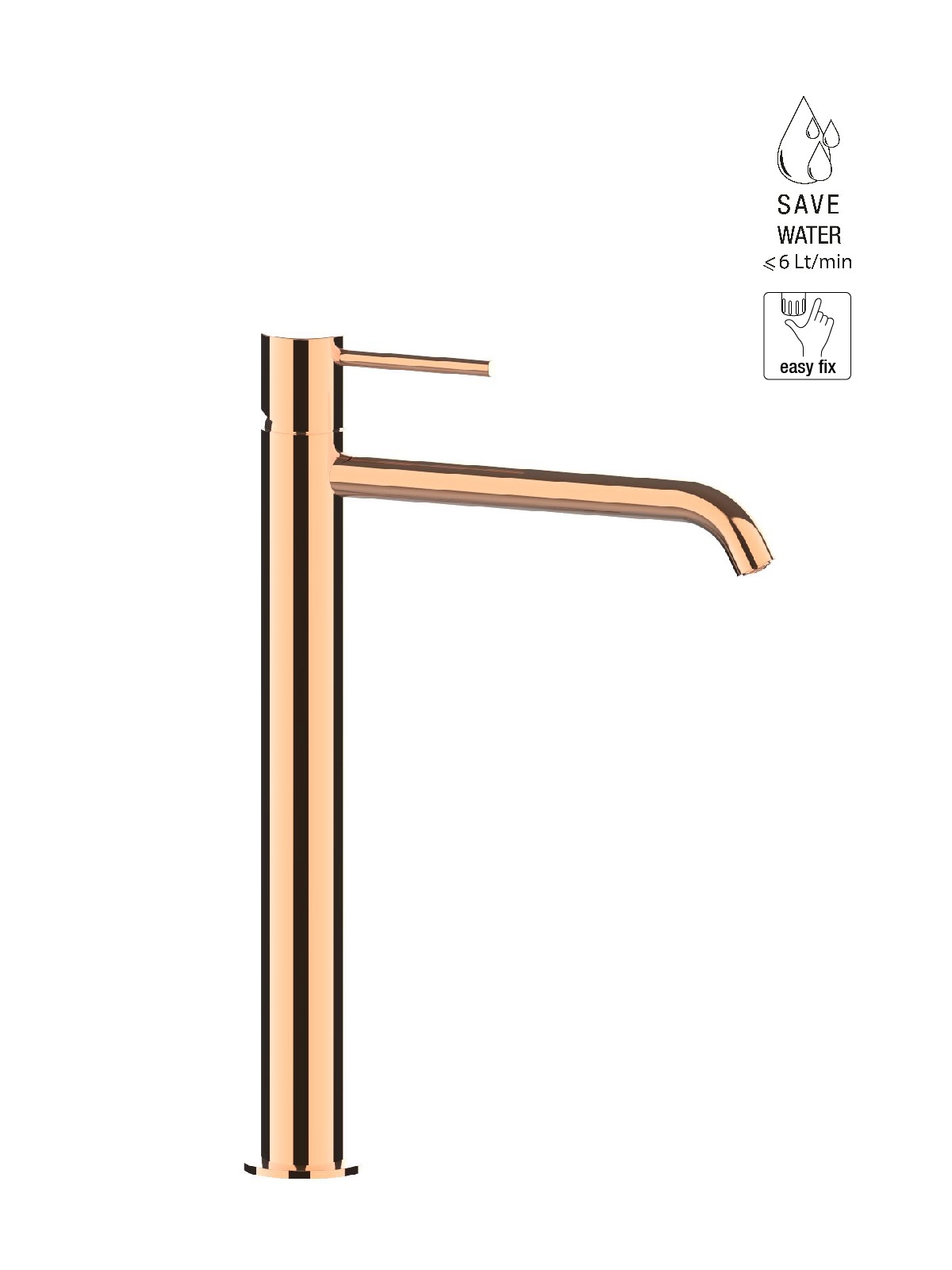 Baterie lavoar inalta finisaj auriu roz Pepe XL by F.lli Frattini