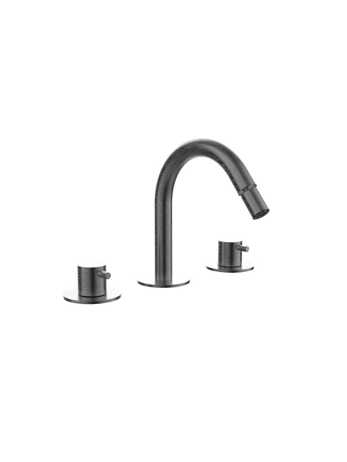 Baterie bideu cu 3 gauri finisaj cromat negru periat Pepe XL by F.lli Frattini