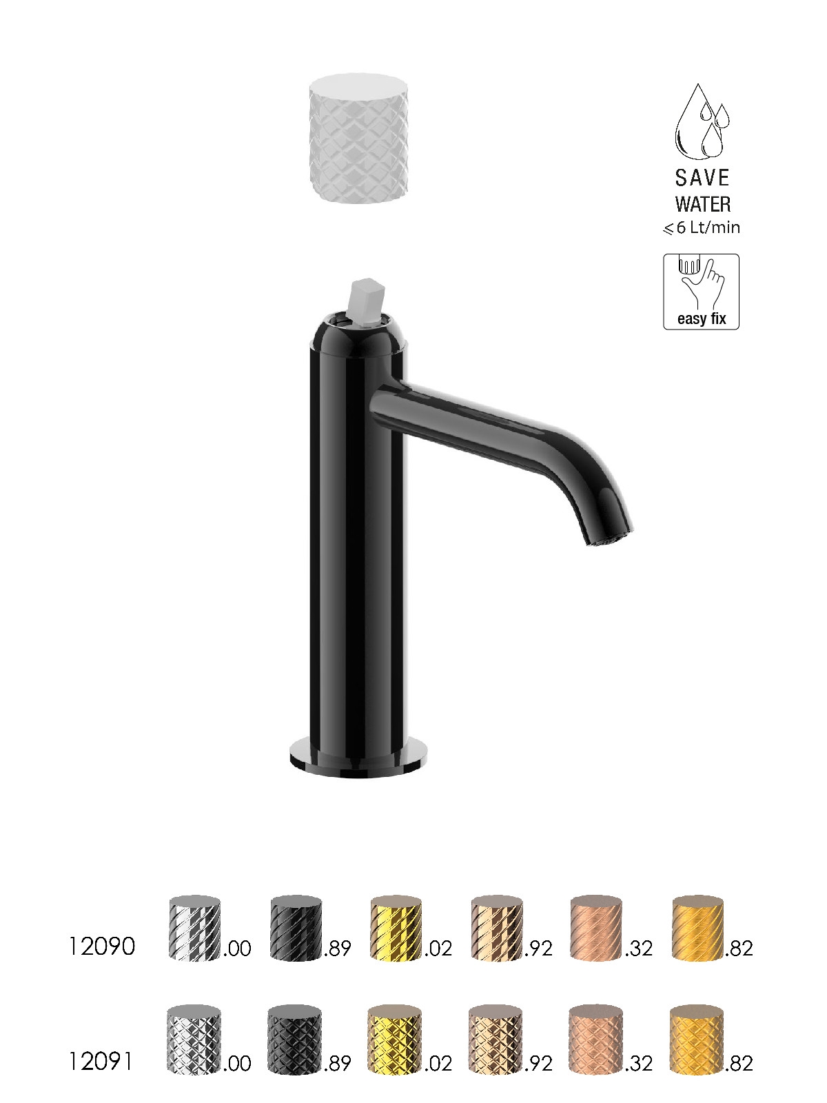 Baterie lavoar finisaj cromat negru Pepe XLS by F.lli Frattini