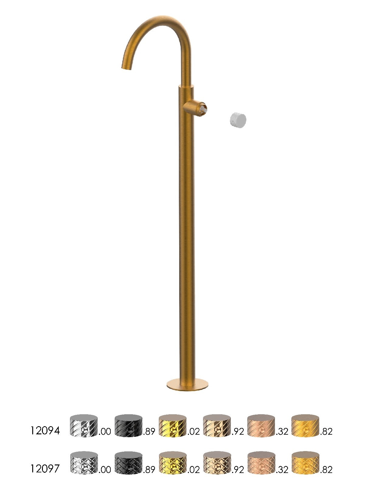 Baterie pe pardoseala pentru lavoar finisaj auriu periat Pepe XLS by F.lli Frattini