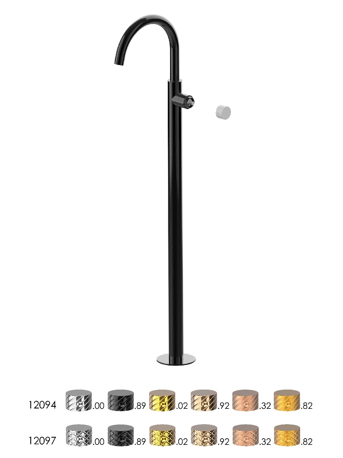 Baterie pe pardoseala pentru lavoar finisaj cromat negru Pepe XLS by F.lli Frattini