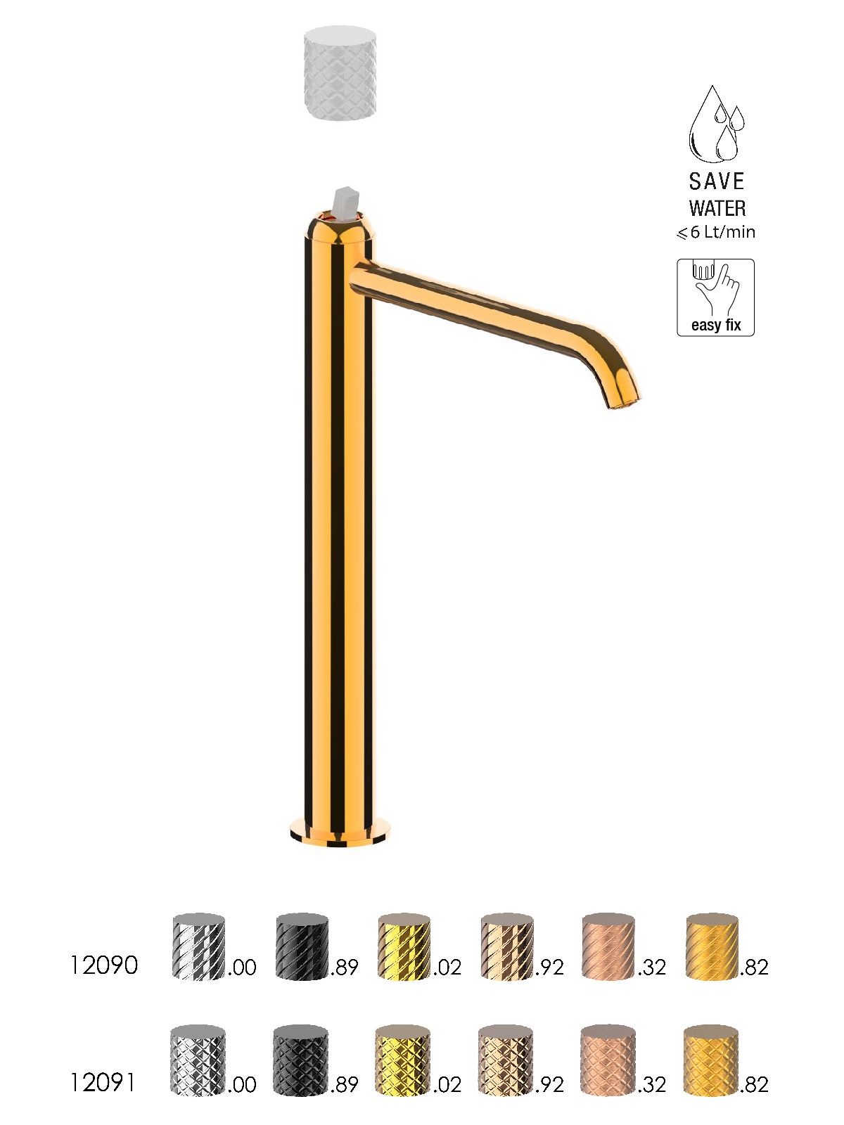 Baterie lavoar inalta finisaj auriu Pepe XLS by F.lli Frattini