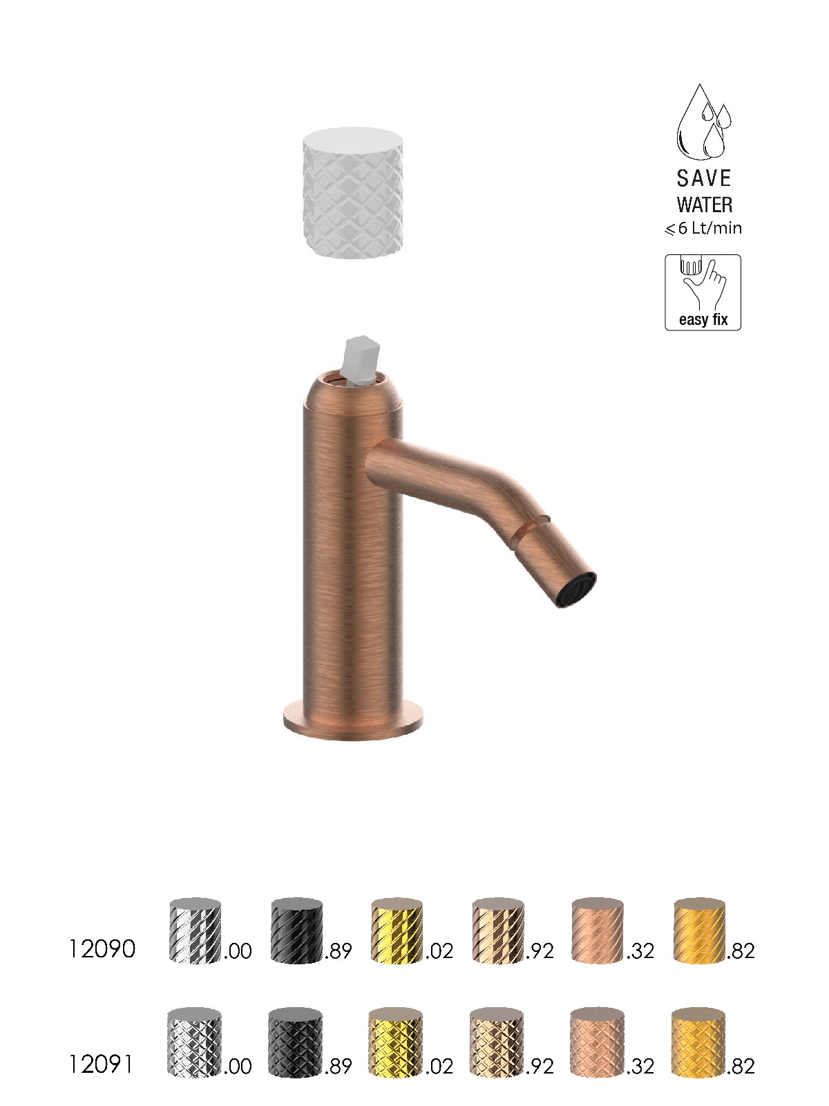 Baterie bideu finisaj auriu roz periat Pepe XLS by F.lli Frattini