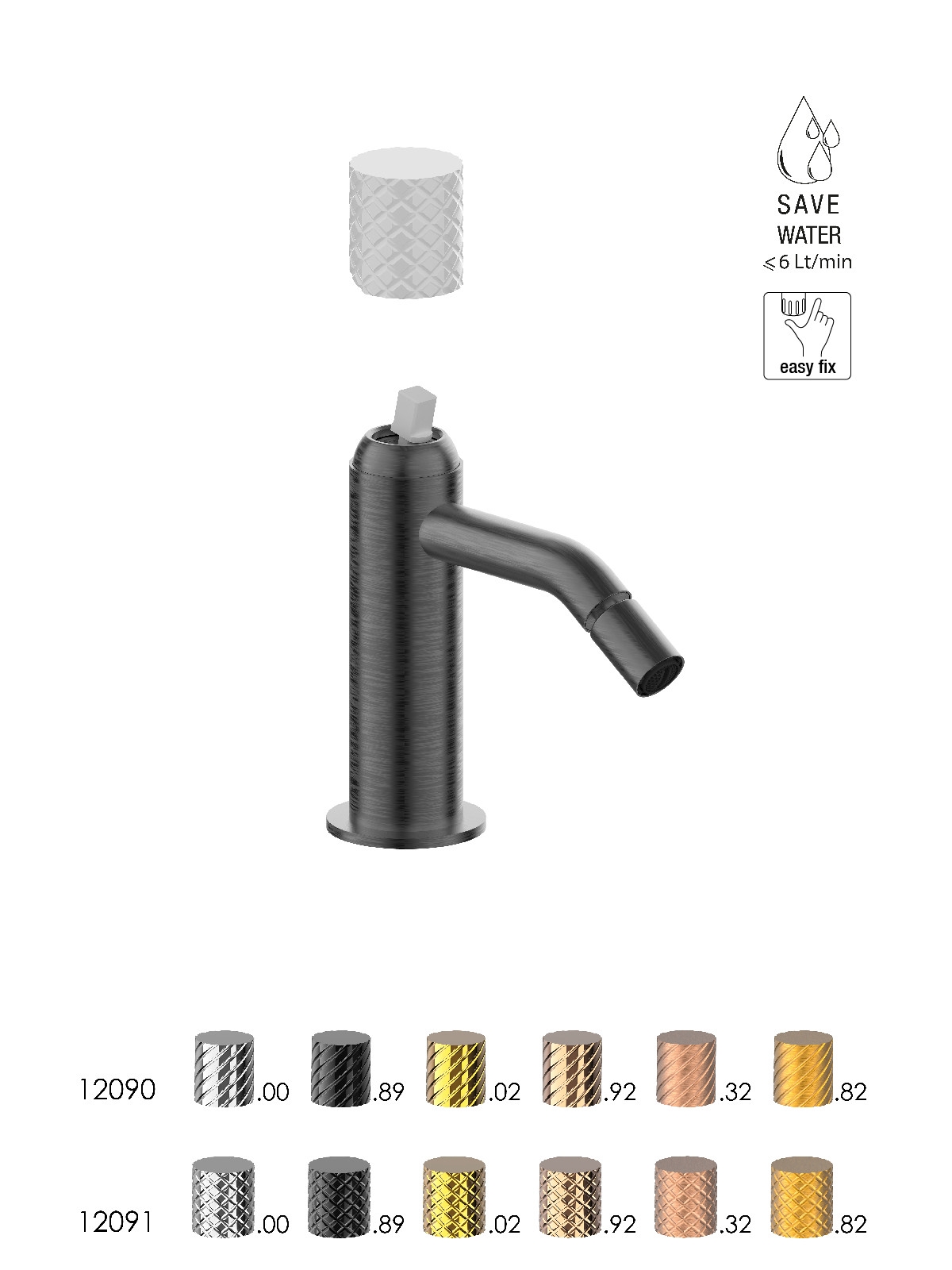 Baterie bideu finisaj cromat negru periat Pepe XLS by F.lli Frattini