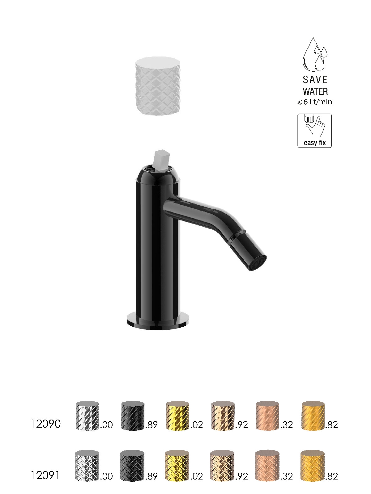 Baterie bideu finisaj cromat negru Pepe XLS by F.lli Frattini