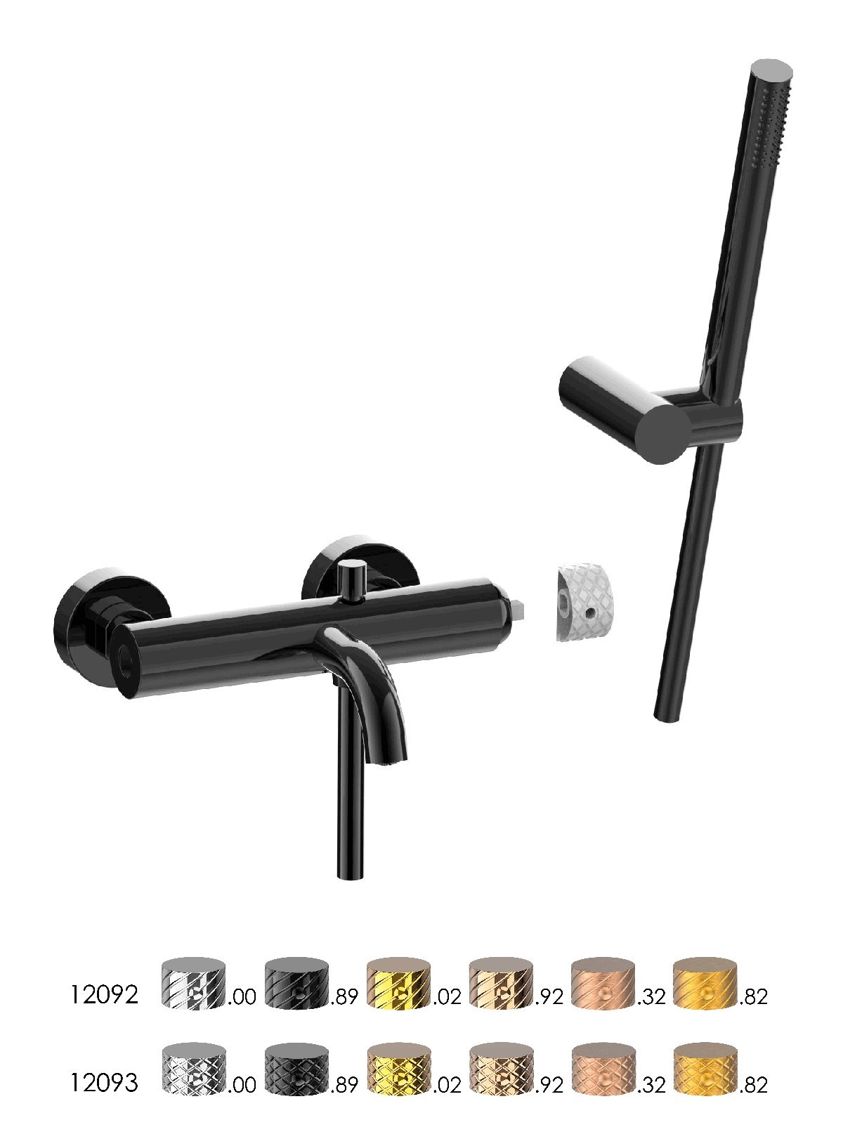 Baterie cada finisaj cromat negru Pepe XLS by F.lli Frattini