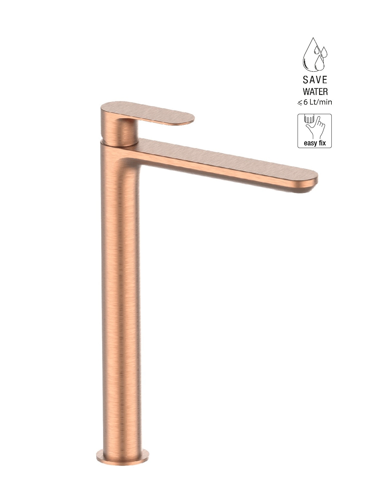 Baterie lavoar inalta finisaj auriu roz periat Lea by F.lli Frattini