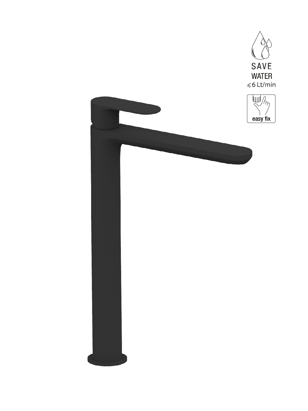 Baterie lavoar inalta finisaj negru mat Lea by F.lli Frattini