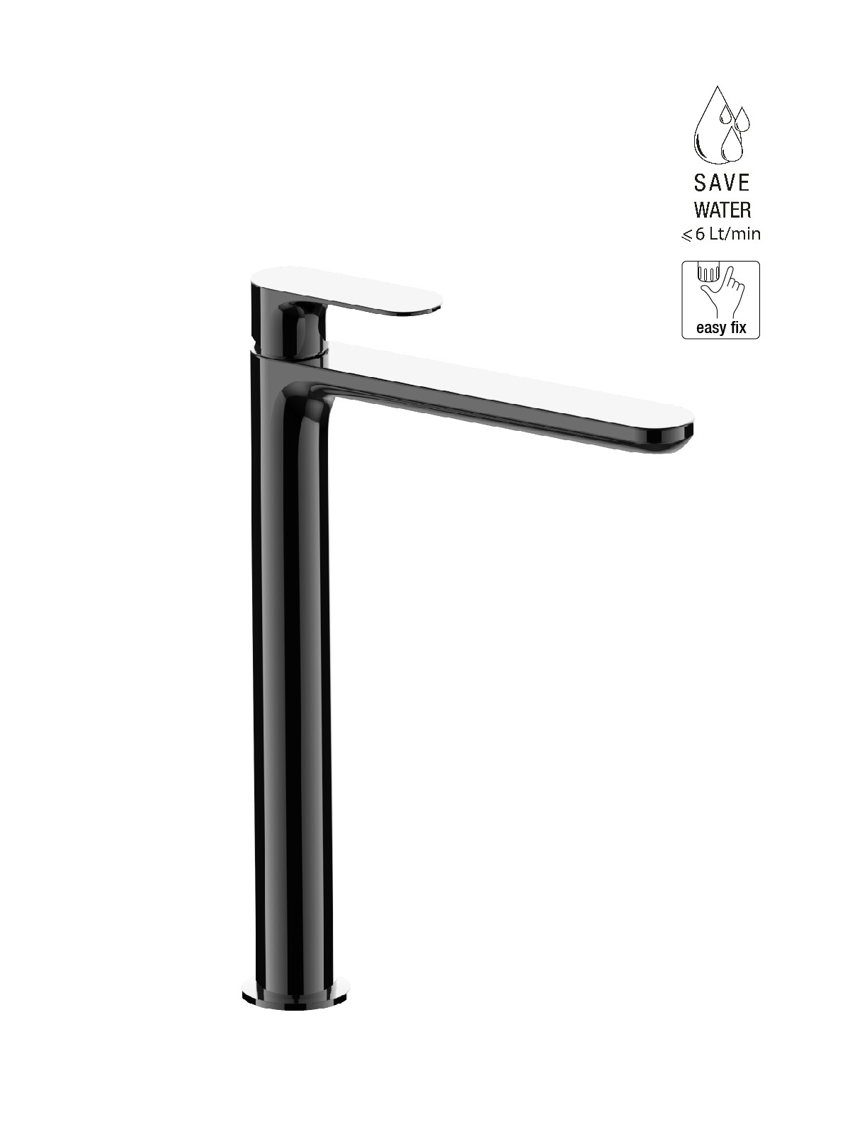 Baterie lavoar inalta finisaj cromat negru Lea by F.lli Frattini