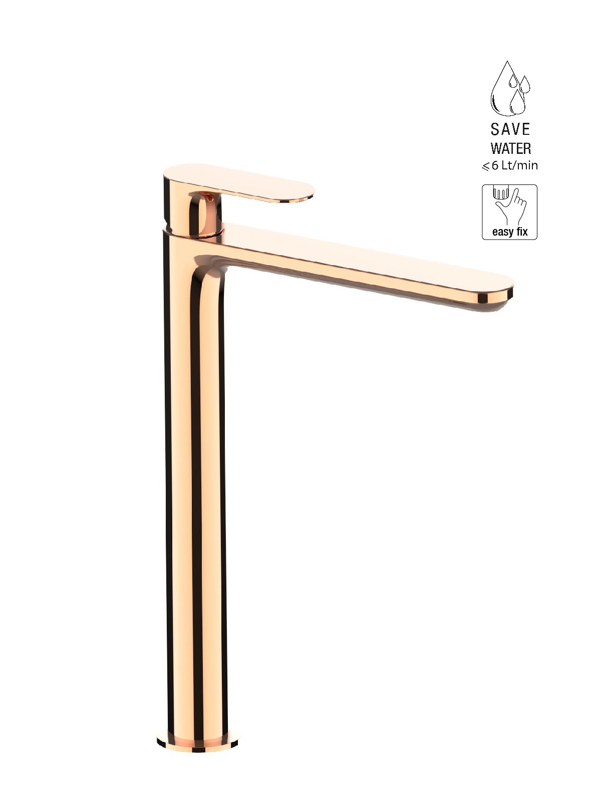 Baterie lavoar inalta finisaj auriu roz Lea by F.lli Frattini