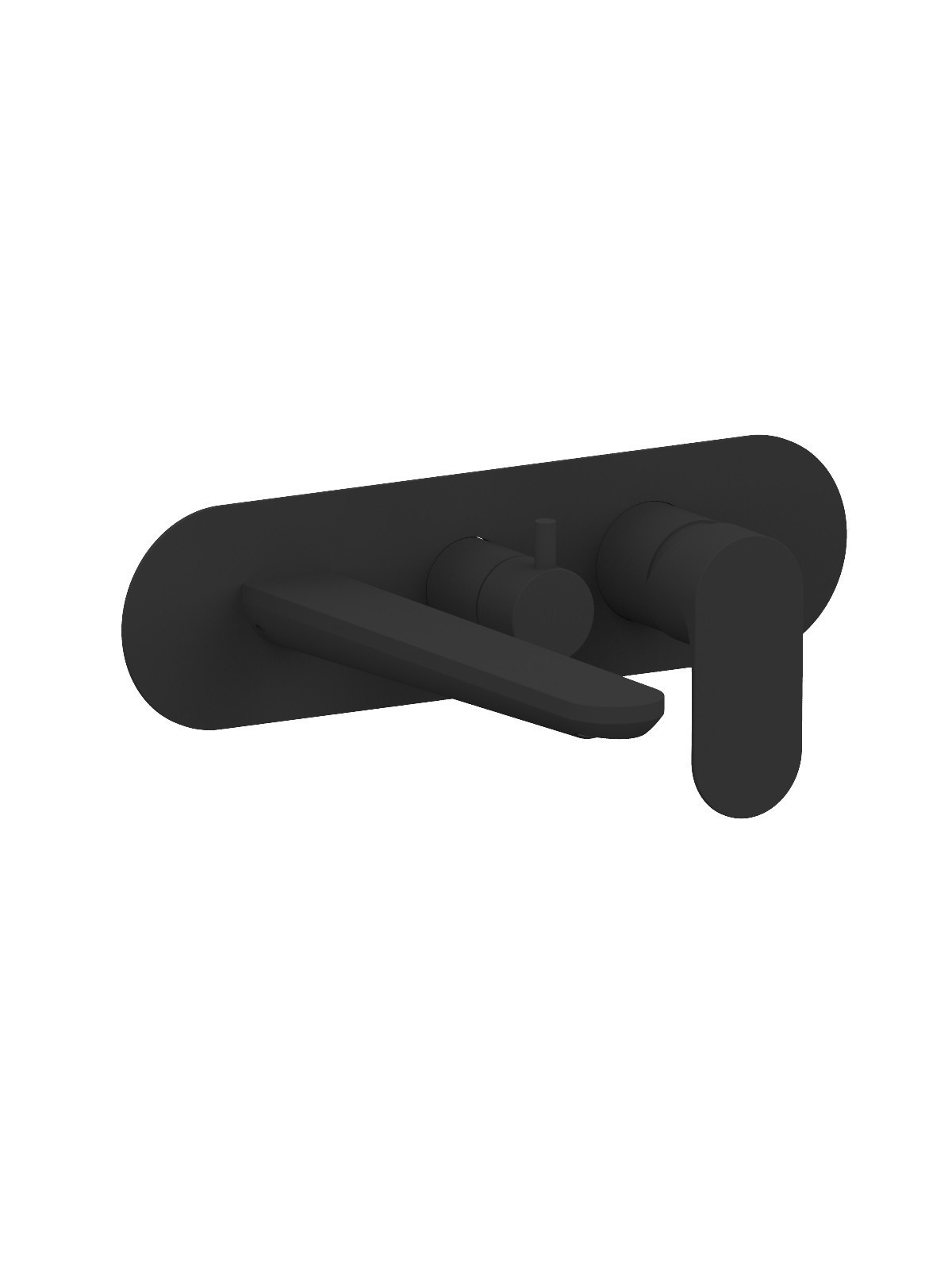 Baterie cada incastrata cu deviator si gura de curgere finisaj negru mat Lea by F.lli Frattini