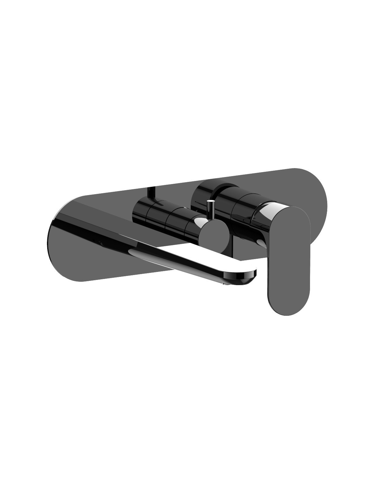 Baterie cada incastrata cu deviator si gura de curgere finisaj cromat negru Lea by F.lli Frattini